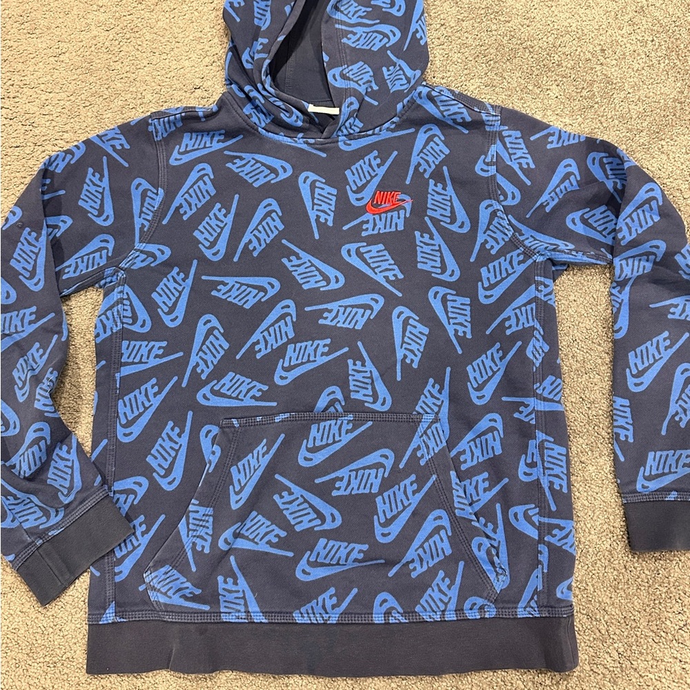 Nike Boys (XL) Blue Graphic Hoodie Sweater